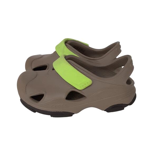 Crocs Clogs All Terrain Kids Fisherman Sandals Taupe Boys 7 Water Shoes Summer - Picture 4 of 5